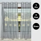 Sheer Plain Grey Door Curtain 7ft Combo 