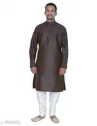 Dupion Silk Solid Kurta with Pyjama for Men 