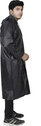 Solid Overcoat with Hoods and Side Pocket Raincoat for Men 