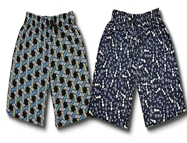 Bermuda Shorts for Boys (7-8 Years, Multicolor) (Pack of 2)