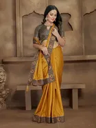Vichitra Solid Saree for Women 