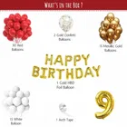 Red & Gold Theme 9th Birthday Balloon Decoration Kit , Multicolor, Pack Of 68