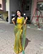 Golden Party Wear Chiffon Saree for Women 