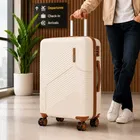 Safari Carter Pro CM 28 Inch [Large] Trolley Bag with 360° Spinner 8 Wheels, Beige