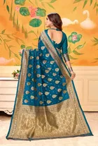 Silk Woven Design Saree for Women, Teal 