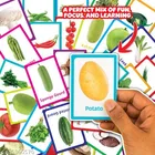 Vegetables Flash Cards for Kids Multicolor Early Learning Educational Cards for Toddlers Preschool Nursery KG Students Sight Words Brain Development Homeschooling Activity Durable Laminated Cards