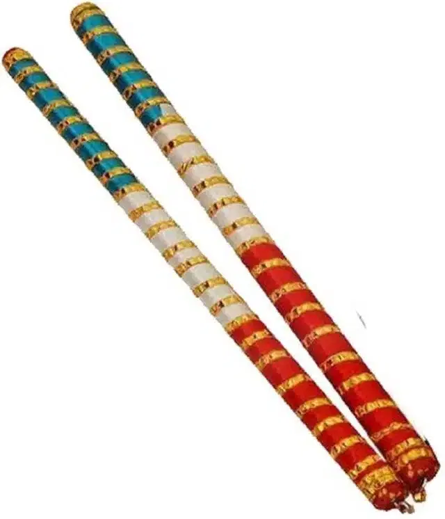 Lace Wooden Dandiya Sticks (Multicolor, Set of 1)