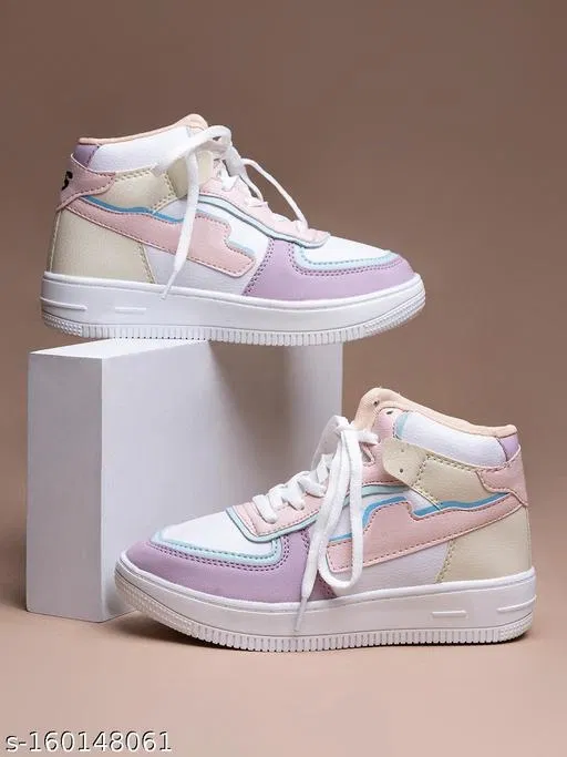 Colorblocked Slip-on Sneakers for Women (Pink, IND-8)