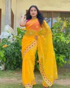 Net Embroidered Saree for Women 