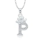 Vighnaharta Alloy Royal Crown 'P' Alphabet Rodium Plated Pendant With Chain For Unisex 