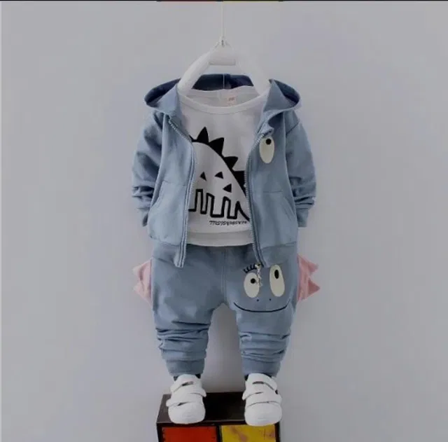 Hosiery Printed Clothing Set for Kids (Grey, 0-1 Years)