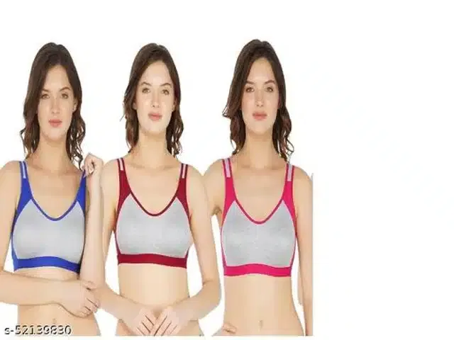 Hosiery Non Padded Bra for Women (Multicolor, M) (Pack of 3)