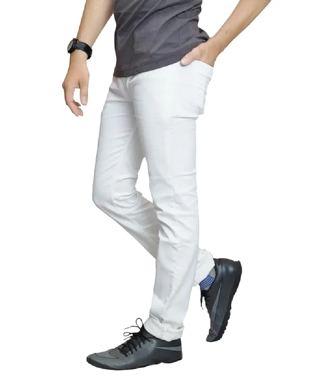 Denim Slim Fit Jeans for Men (White, 34)