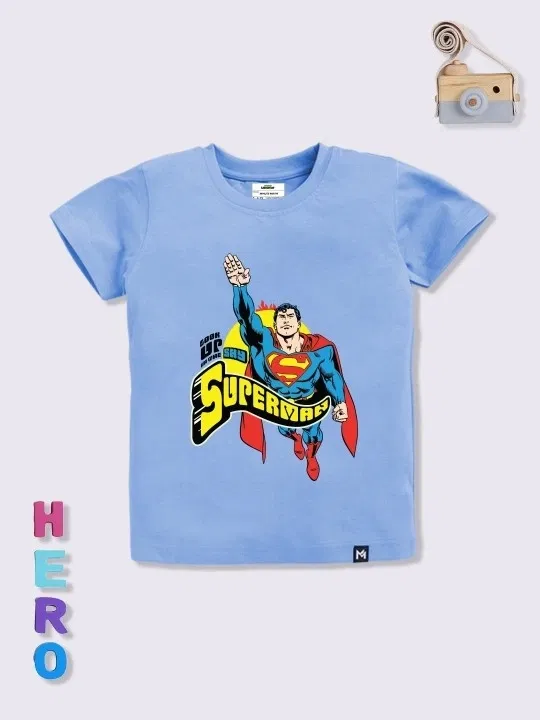 Round Neck Printed T-Shirt for Boys (Blue, 5-6 Years)