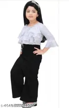 Cotton Three-Quarter Sleeve Round Neck Top and Pant Set for Girls 