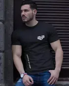 Round Neck Logo Print T-Shirt for Men 