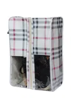 Portable Canvas Checkered Shoe Storage Bag 