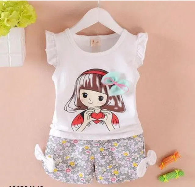Hosiery Clothing Set for Girls (White, 1-2 Years)