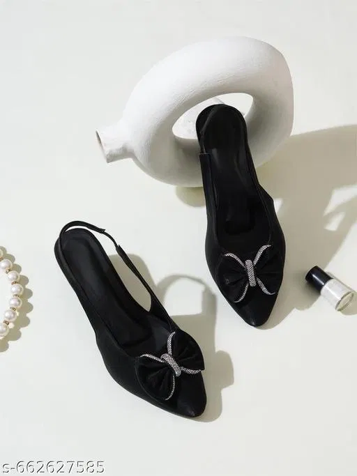 Shoetopia Heel Sandals (Black, IND-5)
