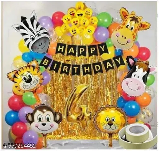 14 Pcs 4th Birthday Decoration kit, Multicolour, Set of 1