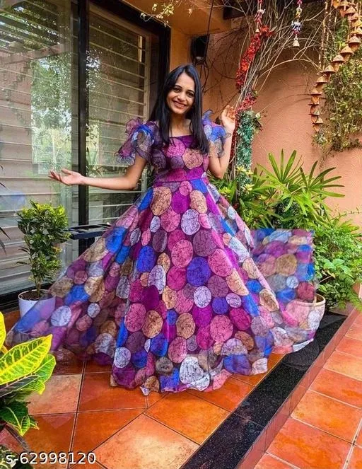 Gown for Women (Multicolor, XXL)
