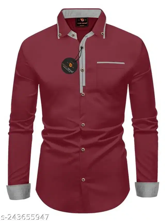 Full Sleeves Shirt for Men (Maroon, L)