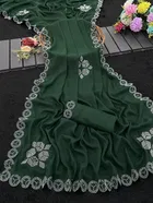 Crepe Solid Saree for Women, Green 