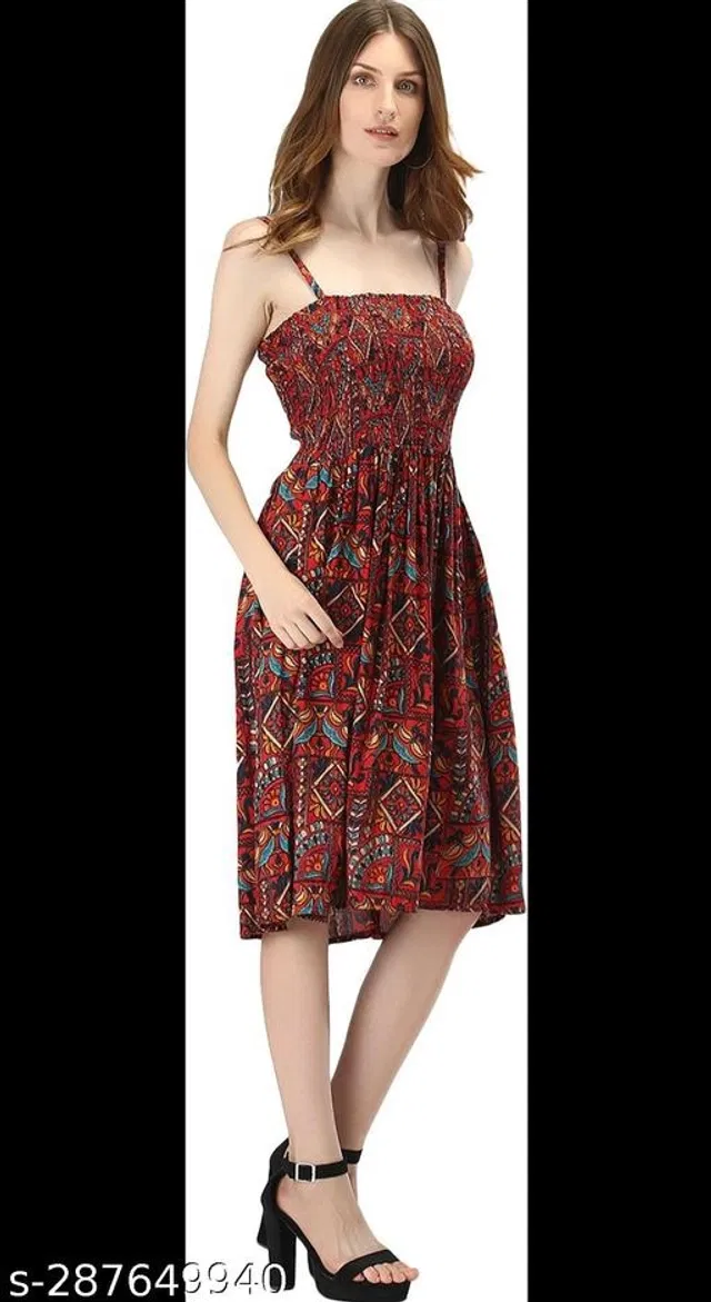Poly Crepe Dress for Women (Multicolor, S)