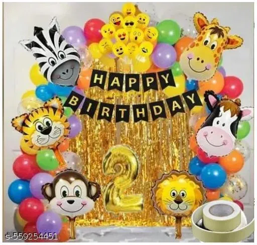 14 Pcs 2nd Birthday Decoration kit, Multicolour, Set of 1