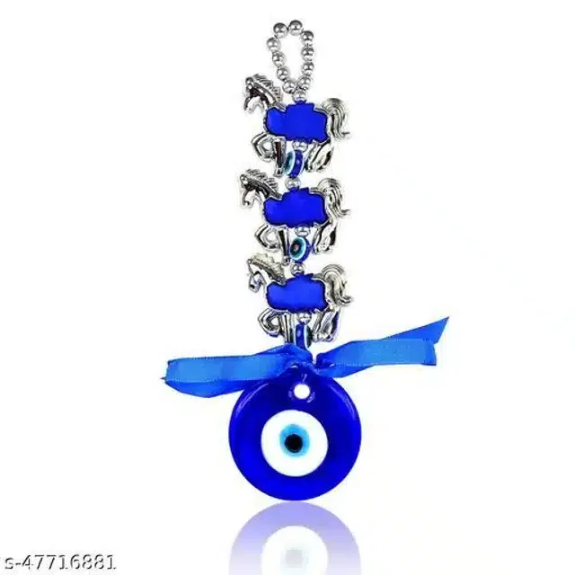 Three Horse Evil Eyes Wall Hanging (Blue)