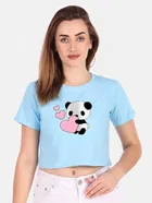 Round Neck Printed Crop T-Shirts for Women & Girls 