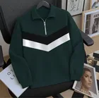 Cotton Blend Colorblocked Sweatshirt for Men, Green 