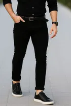 Cotton Blend Slim fit Jeans for Men (Black, 28)