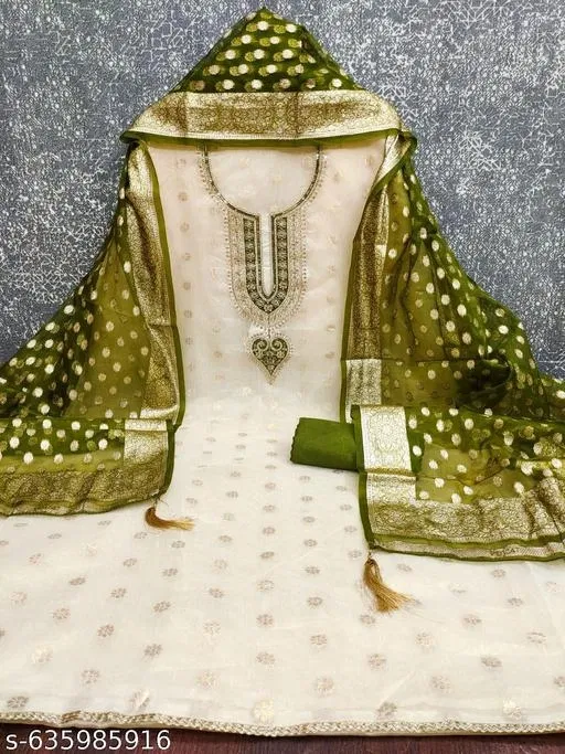 Embroidered Punjabi/All Over Suits for Women (Green, 6.25 meter (L)