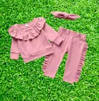Crepe Solid Clothing Set for Girls 