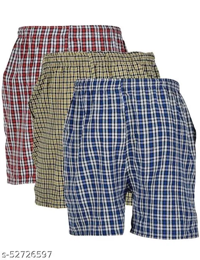 Cotton Blend Shorts for Mens (Multicolor, Free Size) (Pack of 3)