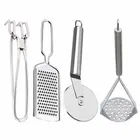 Oc9 स्टेनलेस स्टील चीज़ ग्रेटर & यूटिलिटी पकड़ & पिज़्ज़ा कटर & पोटैटो मेशर फॉर किचन टूल सेट 