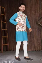 Cotton Button Kurta Set for Men 