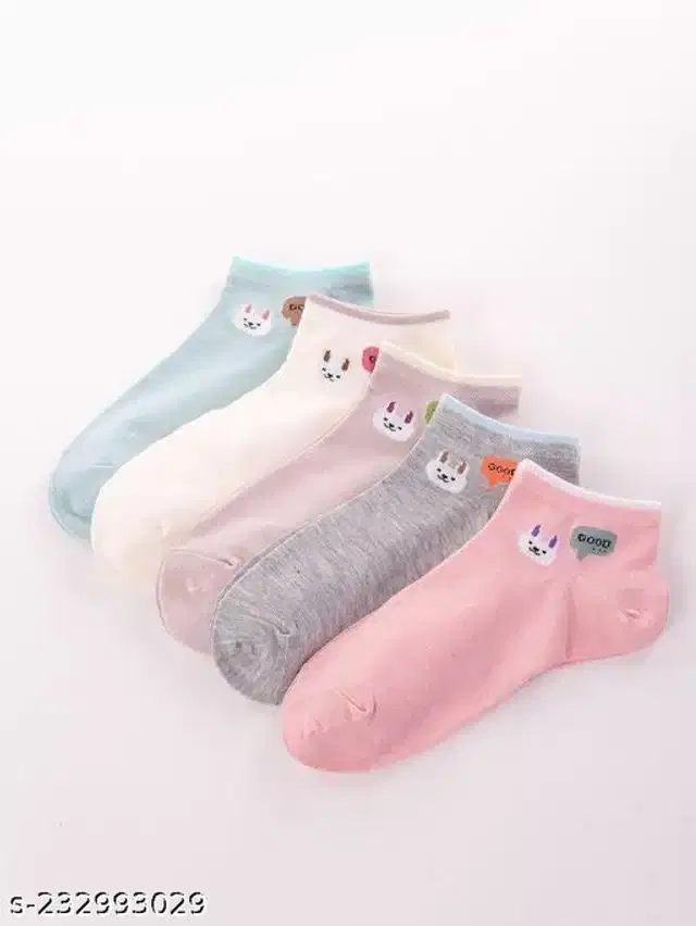 Cotton Socks for Women (Multicolor, Set of 5)