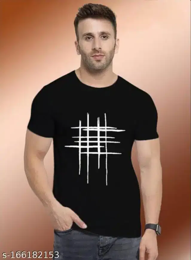 Half Sleeves T-Shirt for Men (Black, L)