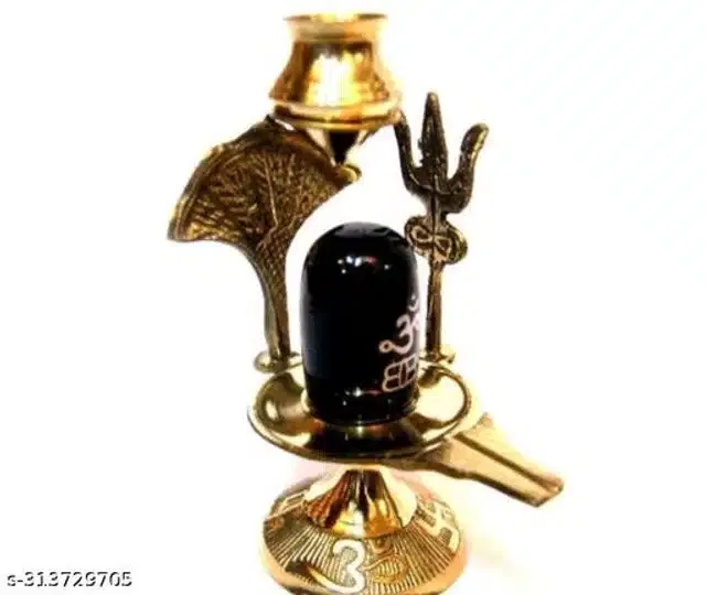Brass Shivling with Sheshnag Idol (Black & Golden)