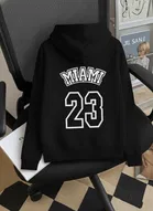 Fleece Printed Hoodie for Men, Black 