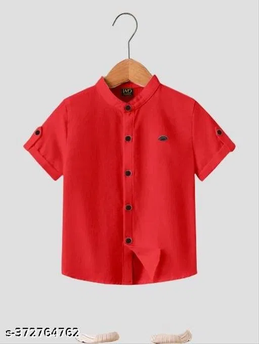 Solid Short Sleeve Shirt for Boys (Red, 6-7 Years)