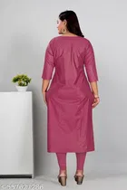 Solid Embroidered Cotton Silk Kurti for Women 