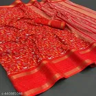 Dola Silk Printed Saree for Women, Red 