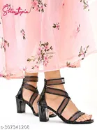 Black Patent Leather Block High-Top Sandals for Women 