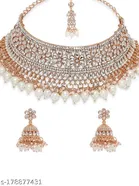 Rose Gold Bridal Chocker with Pearl Jumkha Jewellery Set for Women 