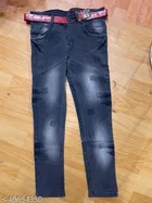 Denim Dyed Jeans for Girls (Blue, 1-2 Years)