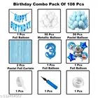 Doremon Theme 3rd Happy Birthday Decoration Items For Girls, Multicolor, Pack of 112