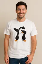Round Neck Penguin Printed T-Shirt for Men 